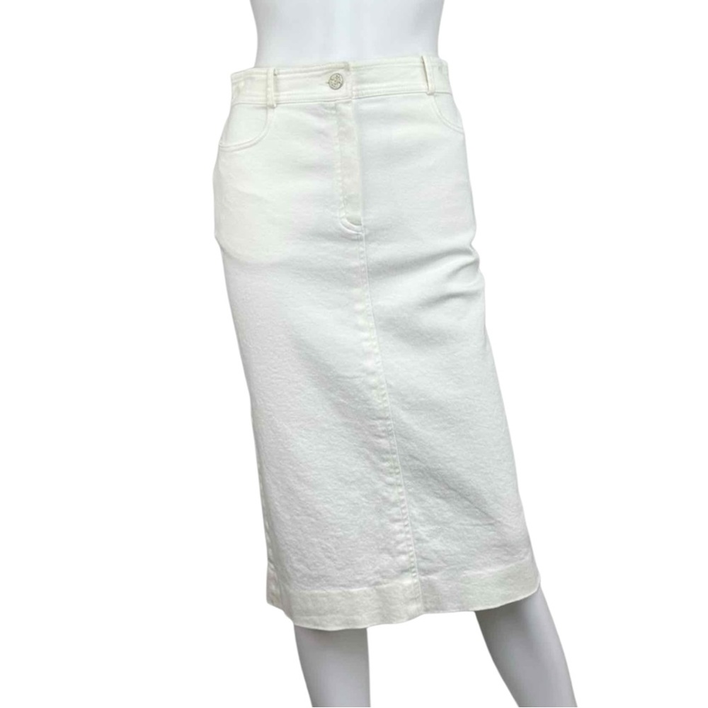 CELINE Vintage White Denim Pencil Skirt Size 38